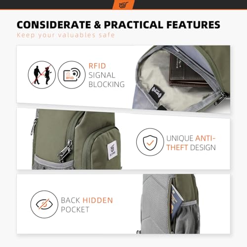 Sling Bag RFID Crossbody Sling Backpack Cross Body Shoulder Bag Travel Hiking Daypack for Women Men