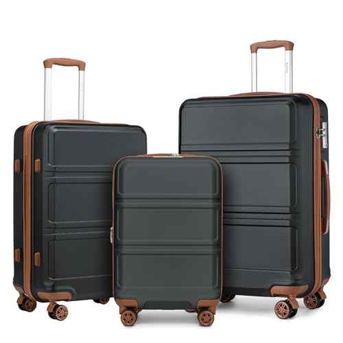 3 Piece Luggage Sets with Spinner Wheels TSA Lock (3 Count)