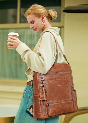 Vegan Leather Laptop Backpack for Women 15.6 inch Work Backpack Fashion Travel Backpack Purse for Business College