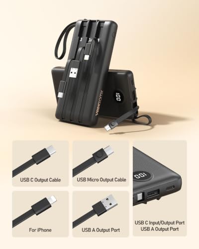 10000mAh Portable Charger with 4 Built