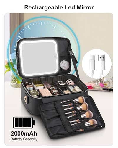 Makeup Train Case With LED Mirror