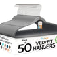Premium Velvet Hangers 50 Pack Ultra Thin Non Slip Adult Felt Space Saving Slim Suit Hanger for Closet Heavy Duty Coat Pants Jackets Dress Hangers 360° Swivel Hook Hold Upto 10 lbs Gray (50 Count)