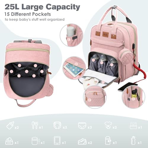 Large Diaper Bag Backpack with Changing Station