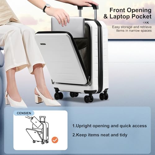 20 Inch Carry On Luggage 22×14×9 Airline Approved with Front Pocket