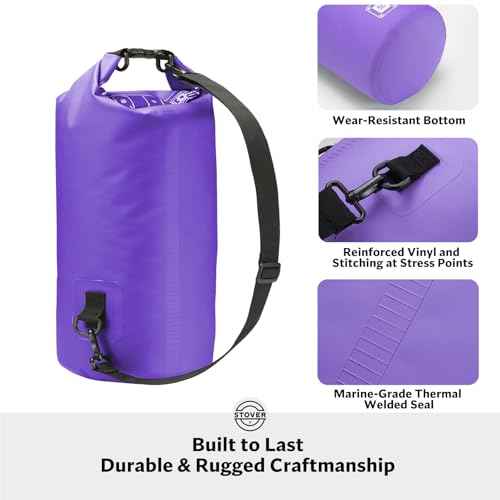 5/10/25/30/40L Waterproof Dry Bag, Small Lightweight Roll Top Dry Bag Backpack w/Waterproof Phone Case, Kayaking, Travel, Hiking, Fishing, Tubing, Camping, the Beach, Men/Women (Purple)
