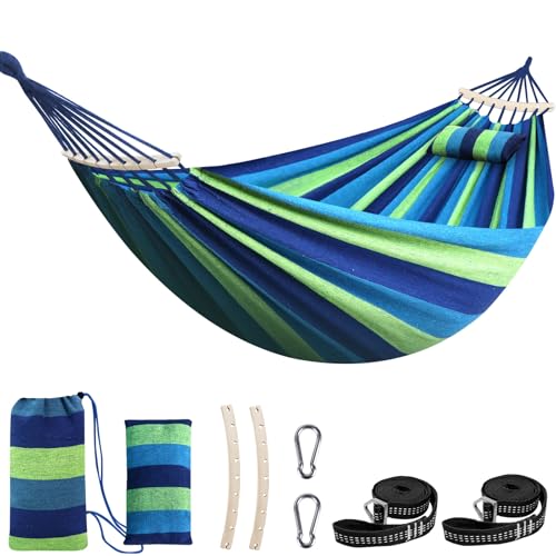 Cotton Hammock 8.9x4.9ft Holds Up to 660lbs Prevents Side