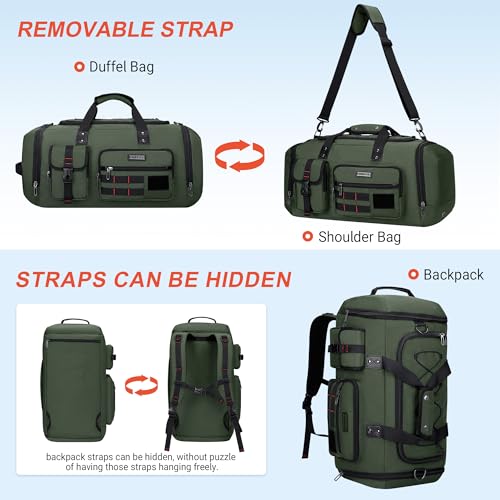 Duffle Bag for Men 3 in 1 Convertible 40L Nylon Gym Travel Backpack