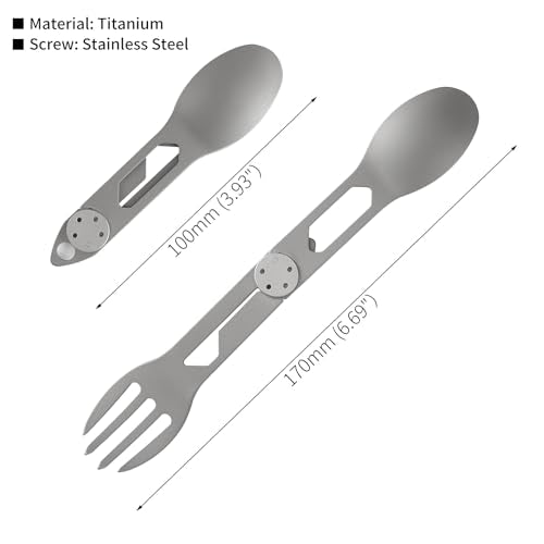 CMB Made Knives Titanium 2 in 1 Folding Fork and Spoon Combo Lightweight Camping Utensil