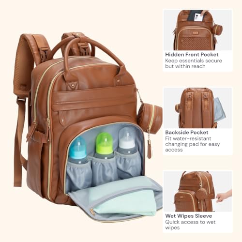 Leather Diaper Bag Backpack
