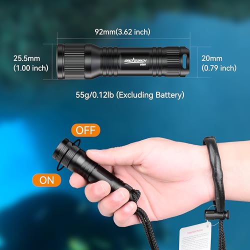 D560 Mini Scuba Dive Light with 360° Rotatable Mask Clip