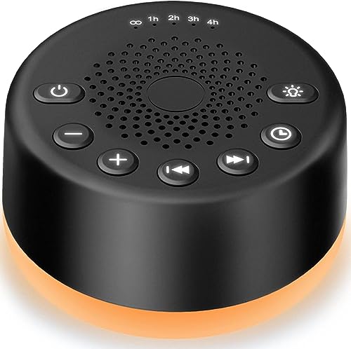 Sound Machine Easysleep White Noise Machine with 25 Soothing Sounds and Night Lights with Memory Function 32 Levels of Volume and 5 Sleep Timer Powered by AC or USB for Sleeping Relaxation