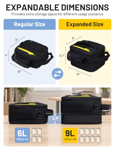 Expandable Small Lunch Box for Men Women Kids Work School Black