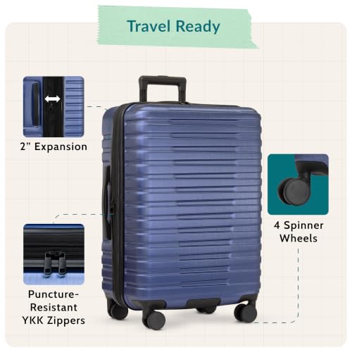 Boren Expandable Hardside Rugged Travel Luggage with 8 Spinner Wheels