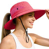 Ponytail Sun Bucket Hats for Women UV Protection Foldable Wide Brim