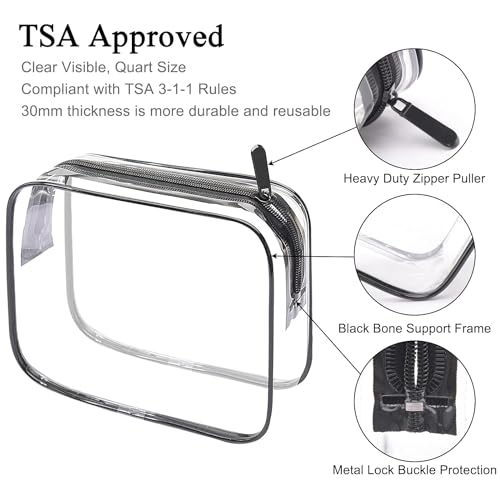 Clear Toiletry Bag TSA Approved Quart Size Travel Carry On (3 Count)
