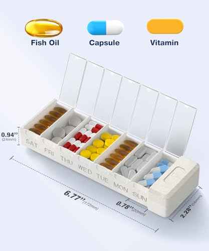Metal Pill Organizer with 7 Separate Compartments for Pills Storage (7 Count)