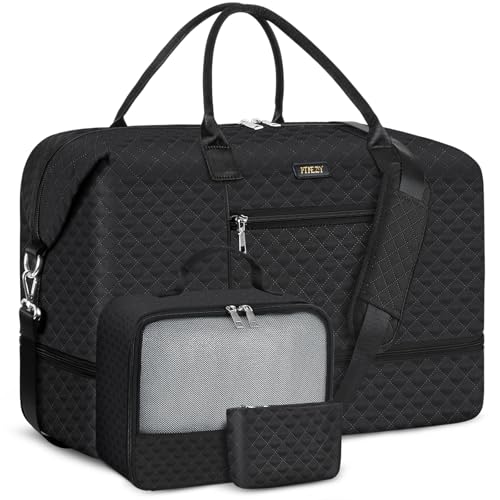 Weekender Bag for Women 21.5" Travel Duffel Large Carry On Bag 3PCS (3 Count)