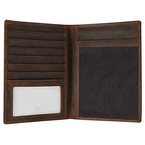 Leather Passport Holder RFID Blocking Passport Travel Wallet Cover Case for Men Women Brown JC17