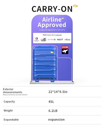 20 Inch Expandable Carry On Luggage 22x14x9 Airline Approved Suitcase