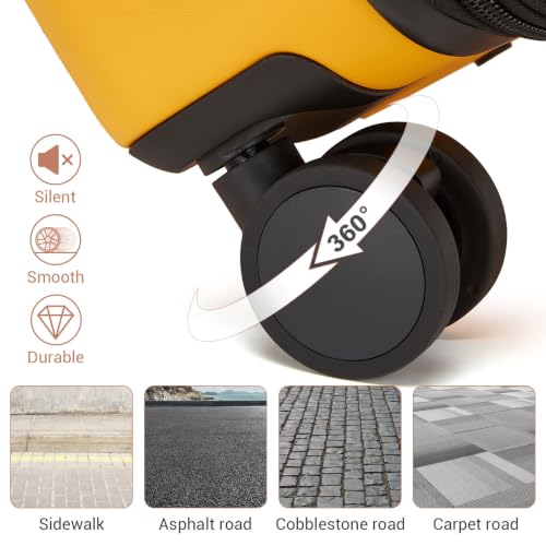 Carry On Suitcase 20in Expandable ABS+PC Airline Approved Yellow