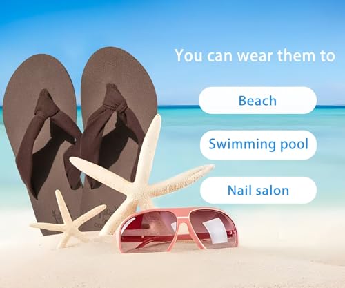 Flip Flops for Women Arch Support Summer Beach Sandals Brown Size 12