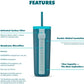 LifeStraw Go Series Tumbler – Double Wall Insulated Stainless Steel Water Filter, Cactus Green, Designed for Everyday Use, Removes Bacteria, Parasites, Microplastics, and Improves Taste