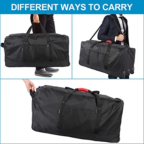 120L Foldable Rolling Duffel Bag with 3 Wheels