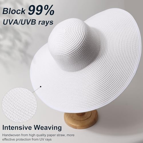 Sun Hats for Women Wide Brim Summer Hat Large Floppy Sun Straw Hat Foldable Packable Beach Hats UPF 50+
