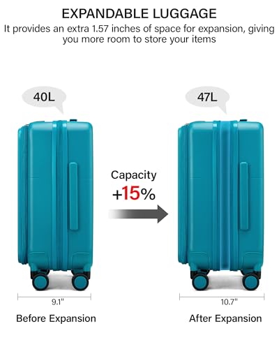20 Inch Expandable Carry On Luggage 22x14x9 Airline Approved