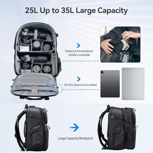 ULANZI BP10 Hardshell Camera Backpack 35L for DSLR Professional Photography Video Accessories Travel Tripod Strorage Large Splash