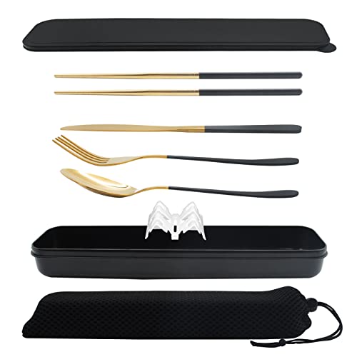 Black Portable Flatware Cutlery Set
