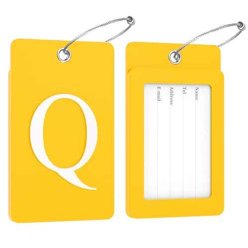 2 Pack Initial Luggage Tags for Suitcases Airplane Travel Essentials (2 Count)