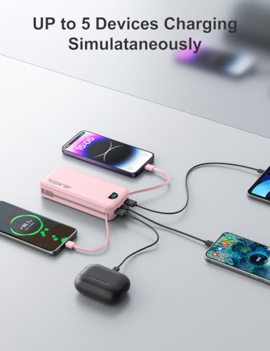 20000mAh Ultra Portable Charger Power Bank with inBuilt Cables&AC Wall Plug