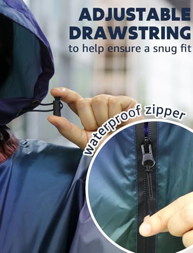Waterproof Rain Poncho for Women Packable Hooded Raincoat with Pocket