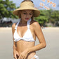Women's Straw Sun Visor Hat UPF Wide Shade Ponytail Summer Hat
