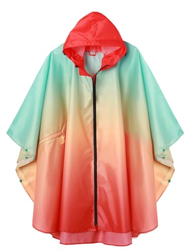 Adults Rain Poncho Waterproof Raincoat Women Gradient Hood with Pocket