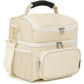 Double Layer Cooler Insulated Lunch Bag Adult Lunch Box Large Tote Bag for Men (Biege)