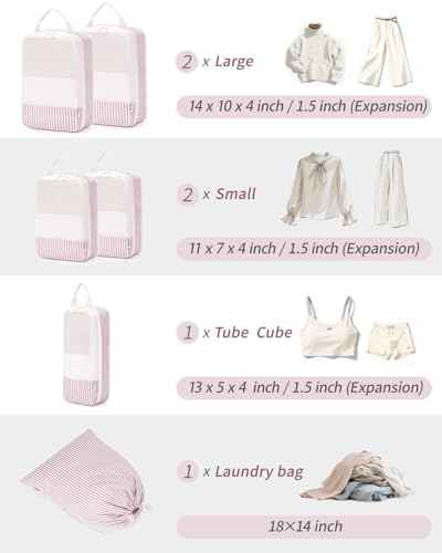 6 Set Compression Packing Cubes for Travel Women Men