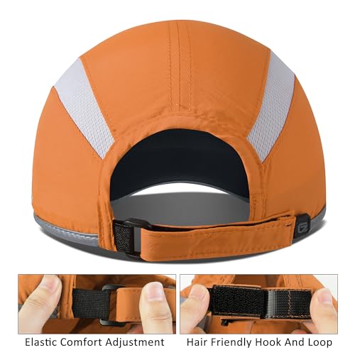 Baseball Cap Nylon Running Cap Outdoor Sports Hat Adjustable Quick Drying Reflective Foldable 50+ UPF Inhibit UV Mesh Race Lightweight Water Repellency Orange