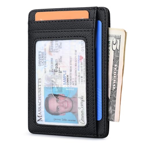 Slim Minimalist Front Pocket RFID Blocking Leather Wallets for Men and Women