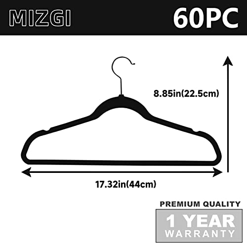 Black Velvet Hangers 60 Pack Non Slip Heavy Duty Black Hooks (60 Count)