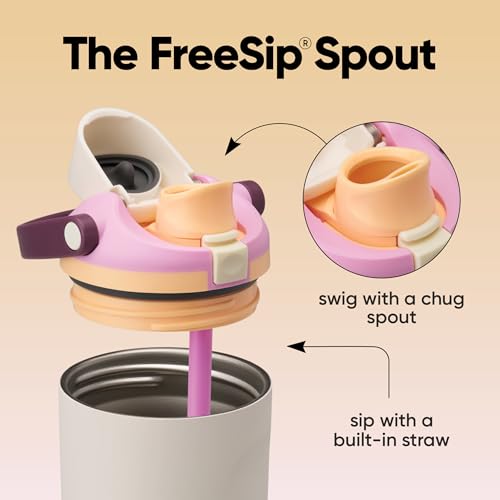 FreeSip Sway Insulated Stainless Steel Water Bottle with Two
