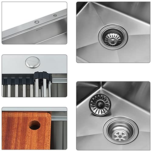 Kitchen Sink 30 x 22 x 10 Drop in Kitchen Sink 16 Gauge Stainless Steel Kitchen Sinks Single Bowl Workstation Sink with Cutting Board