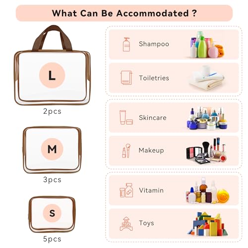 10 PCS Clear Travel Bags for Toiletries