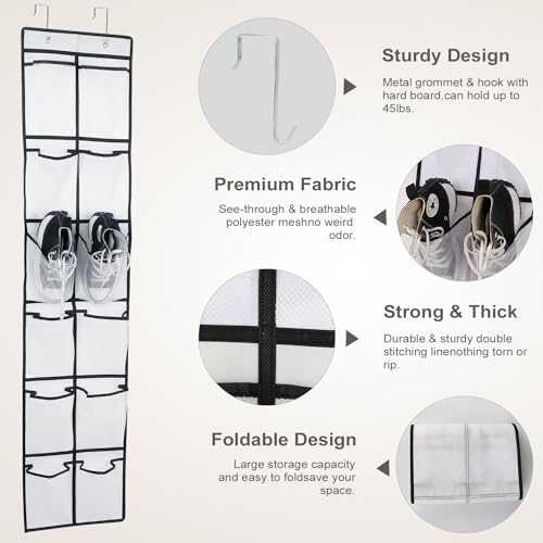 12 Large Pockets Over Door Hanging Shoe Organizer