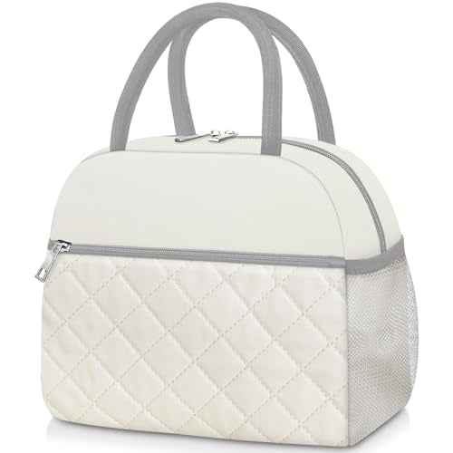 Lunch Box for Women Adult Men Insulated Cute Quilted Lunch Bag Women Reusable Large Lunch Tote Bag Leakproof Simple Cooler Bag for Work Office Picnic Beach or Travel