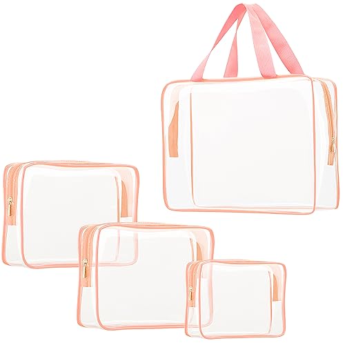 4Pcs Crystal Clear PVC Travel Toiletry Bag Kit for Women Men (4 Count)