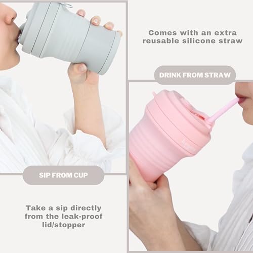 Collapsible Cup with Reusable Straw