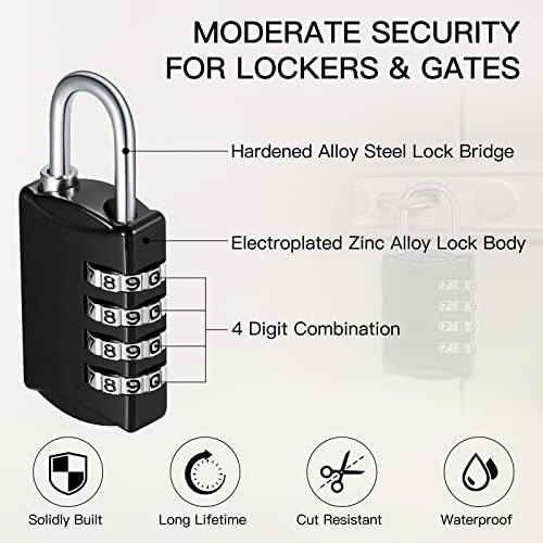 40 Pcs 4 Digit Combination Locks Small Combo Number Locks Bulk (40 Count)