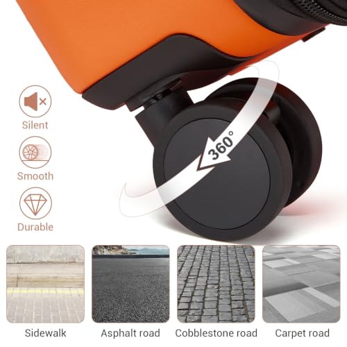 Carry On Suitcase 20in Expandable ABS+PC Airline Approved Orange
